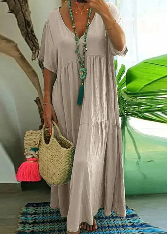Chic Lake Green Oversized Patchwork Cotton Beach Dress Summer - Image 3