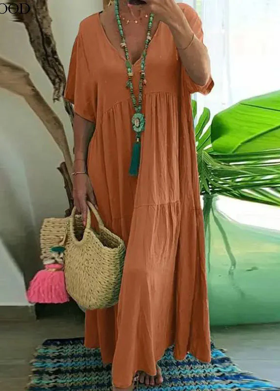 Chic Lake Green Oversized Patchwork Cotton Beach Dress Summer - Image 4