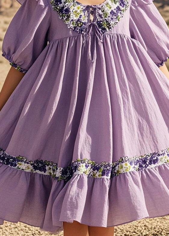 Chic Lavender Oversized Cotton Tea Dresses Summer - Image 4
