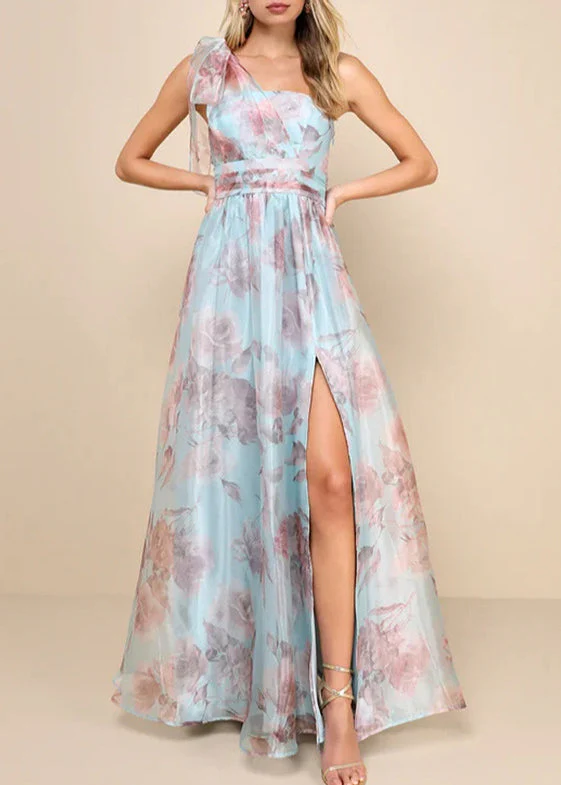 Chic Light Purple Asymmetrical Side Open Chiffon Party Dress Sleeveless - Image 2