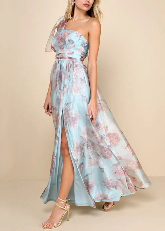 Chic Light Purple Asymmetrical Side Open Chiffon Party Dress Sleeveless - Image 3