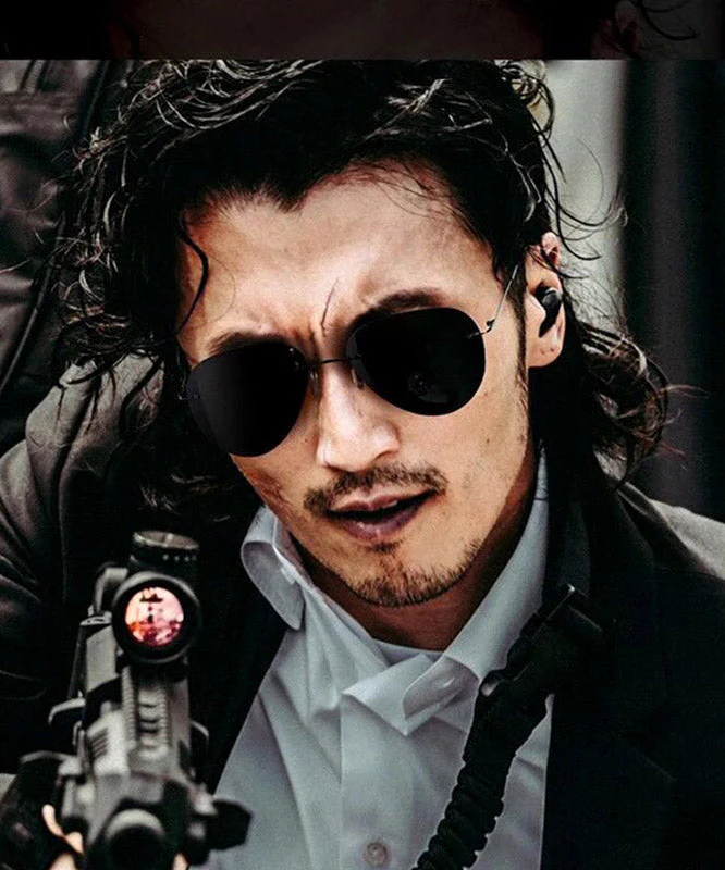 Chic Men Black Metal UV Protection Toad Mirror Sunglasses - Image 2