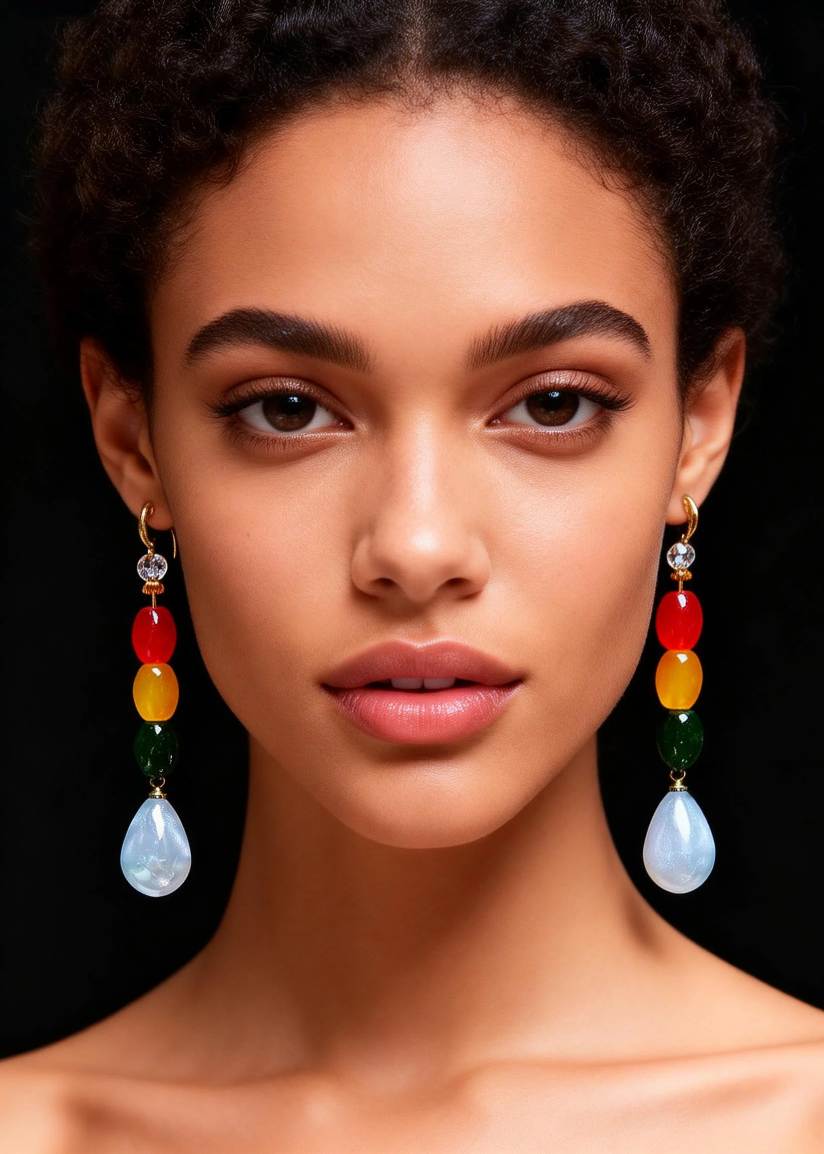 Chic Multicolour Gem Stone Droplet Shape Drop Earrings - Image 2