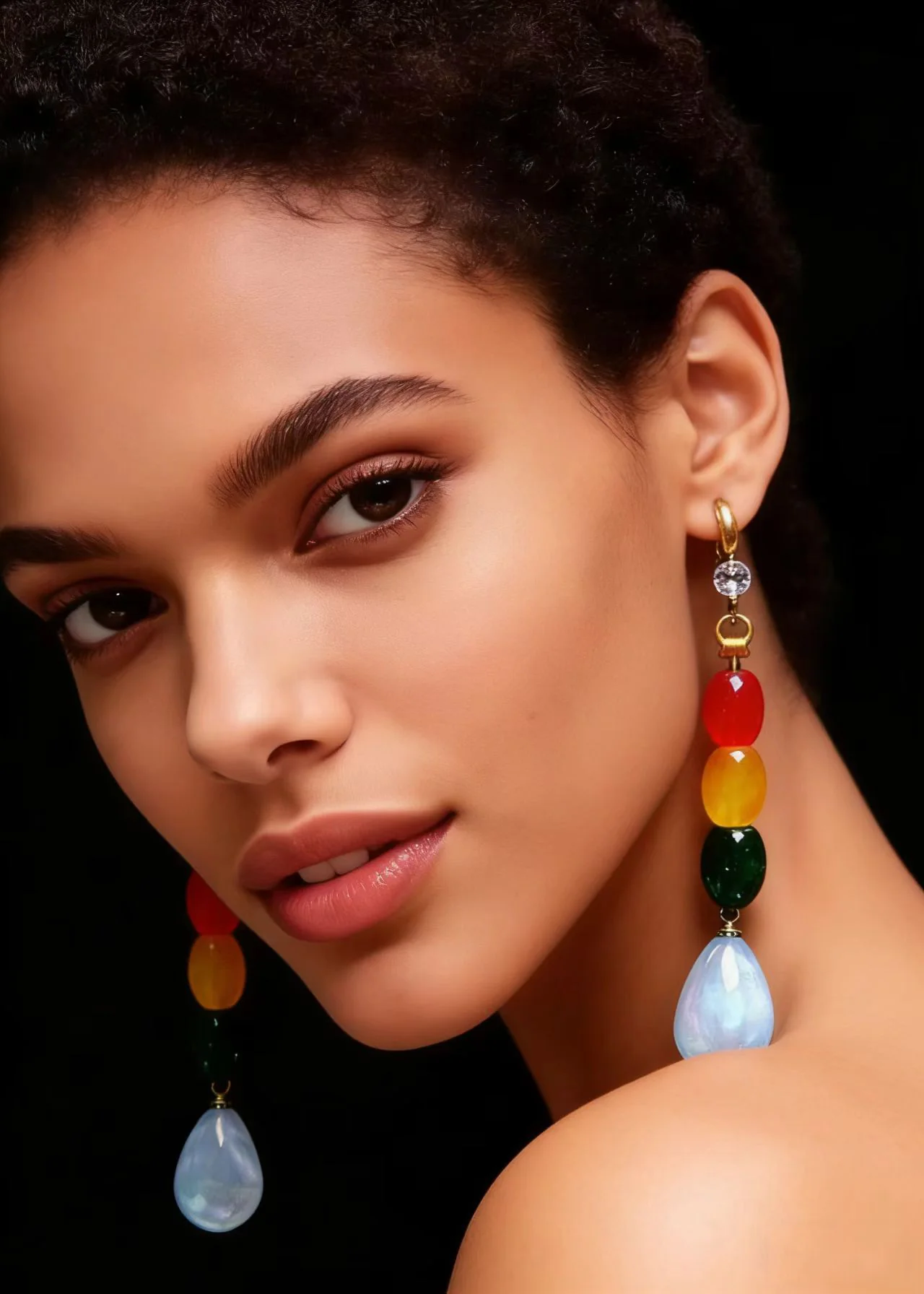 Chic Multicolour Gem Stone Droplet Shape Drop Earrings - Image 4