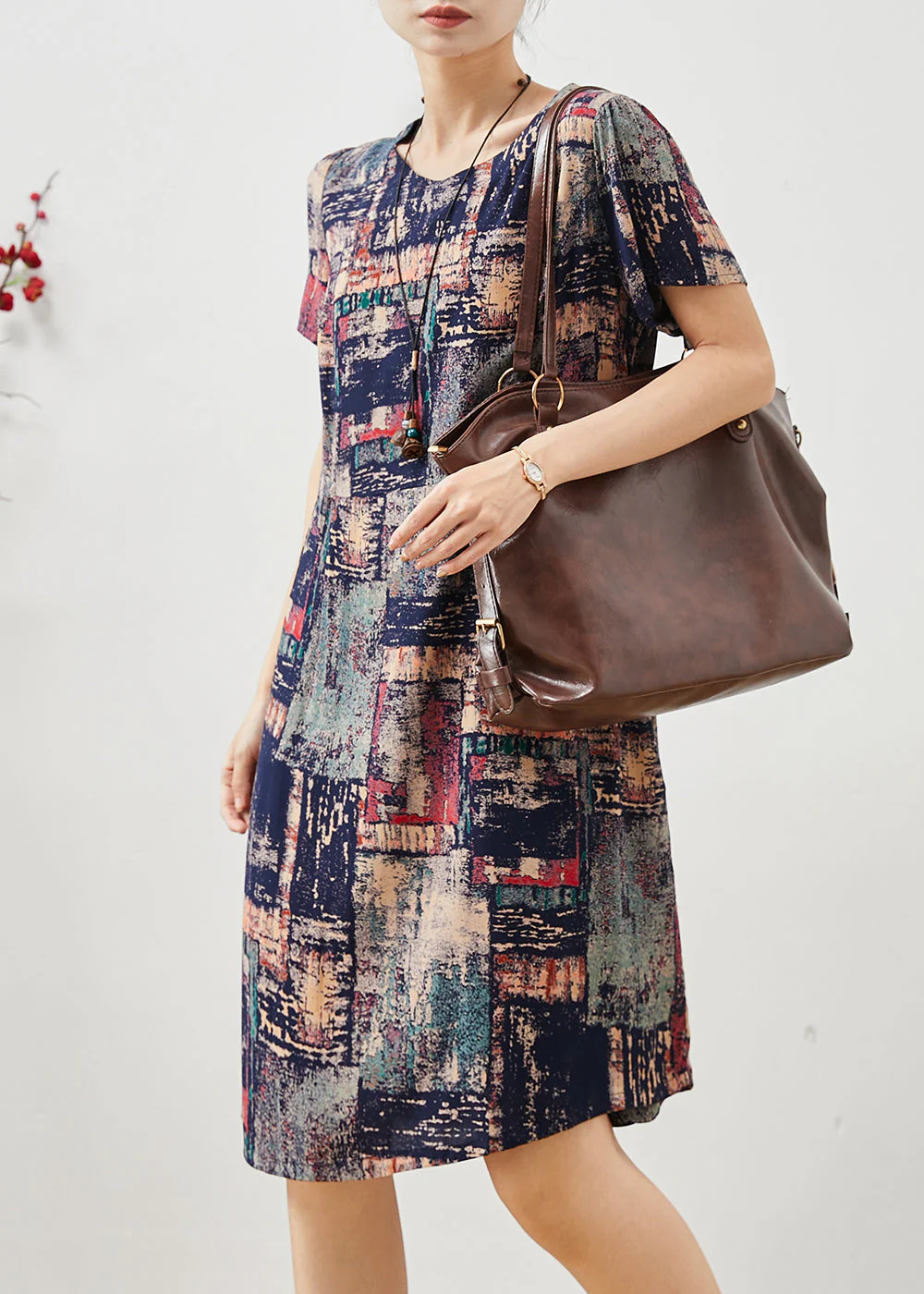 Chic Navy Oversized Tie Dye Cotton Dress Summer - Image 2