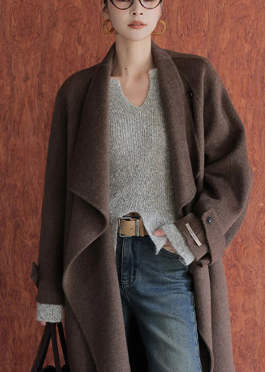 Chic Oat Color V Neck Side Open Cotton Knit Sweaters Flare Sleeve - Image 5