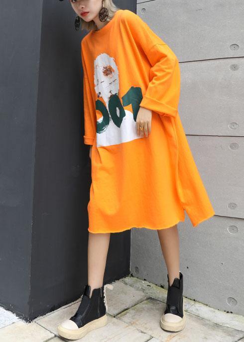 Chic orange cotton Tunics prints cotton fall Dresses - Image 3