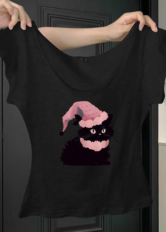 Chic Pink U Neck Animal Print T Shirt Short Sleeve - Image 3