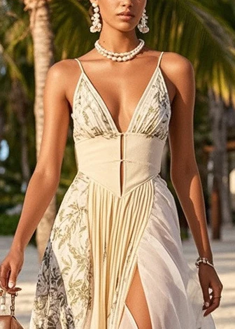 Chic Print Asymmetrical Exra Large Hem Chiffon Party Dress Summer - Image 2