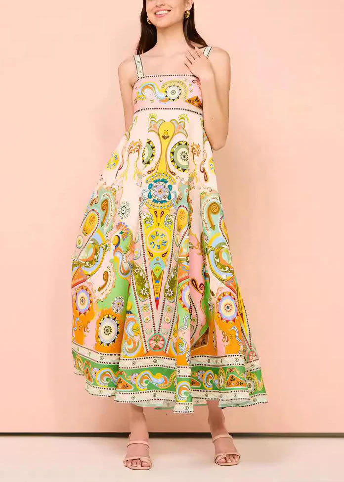 Chic Print Long Spaghetti Strap Sundress Summer - Image 3