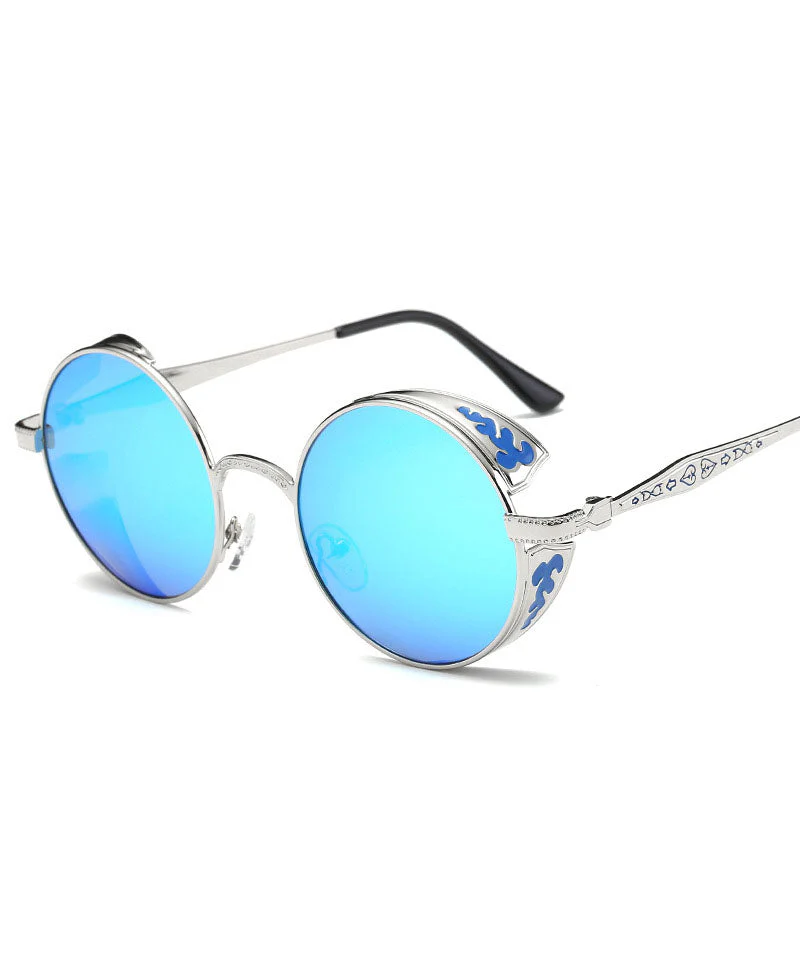 Chic Punk Round Women's Polarized Sunglasses Dazzling Colors - Image 2