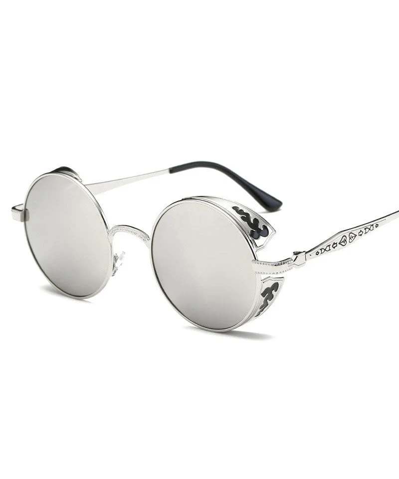 Chic Punk Round Women's Polarized Sunglasses Dazzling Colors - Image 3