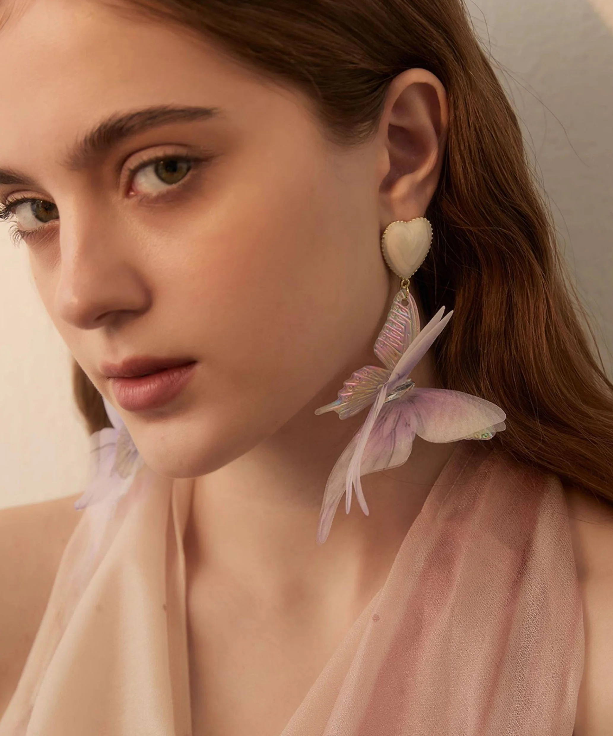 Chic Purple Butterfly Love Acrylic Drop Earrings - Image 3