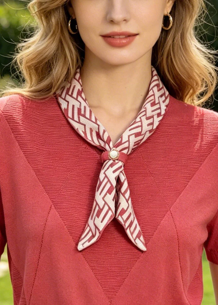 Chic Red Bow Knit Shirt Tops Summer - Image 2