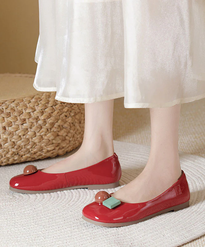 Chic Red Decorated Comfy Penny Loafers Cowhide Leather - Image 3