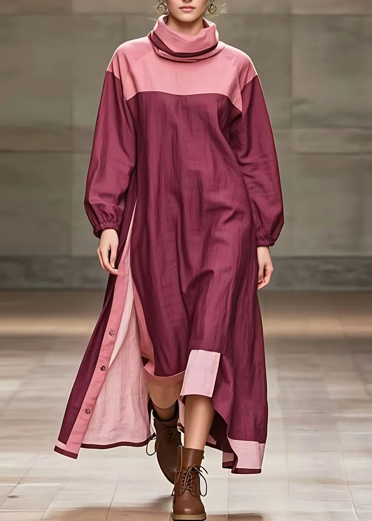 Chic Red Side Open Long Dresses Long Sleeve - Image 2
