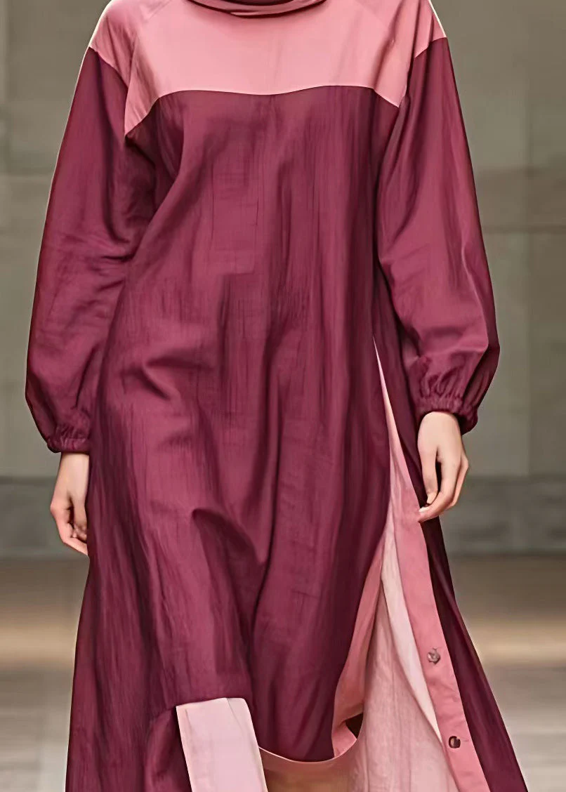 Chic Red Side Open Long Dresses Long Sleeve - Image 4