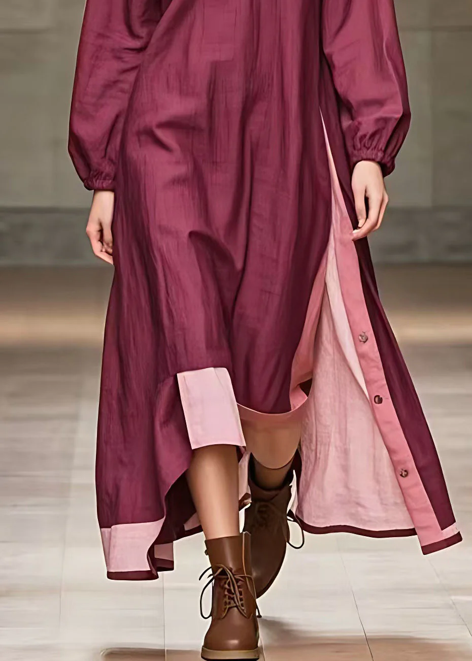 Chic Red Side Open Long Dresses Long Sleeve - Image 5