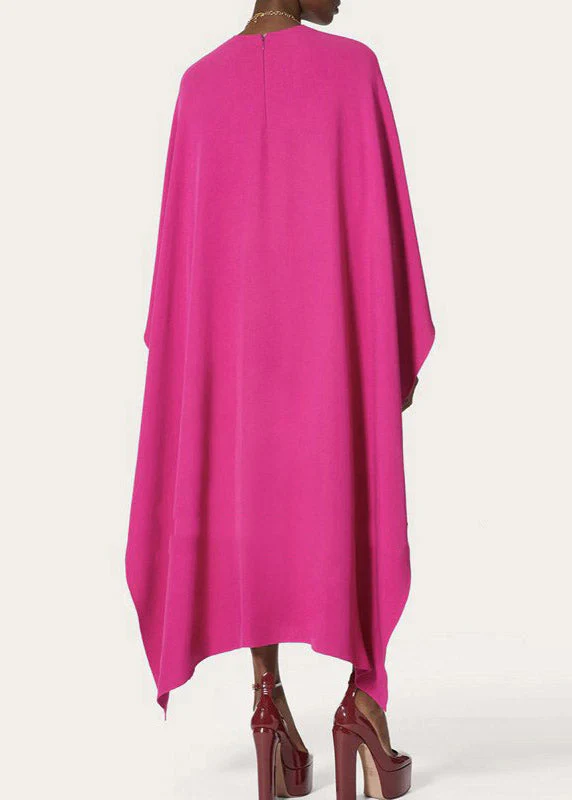 Chic Rose Asymmetrical Design Holiday Maxi Dress Fall - Image 3