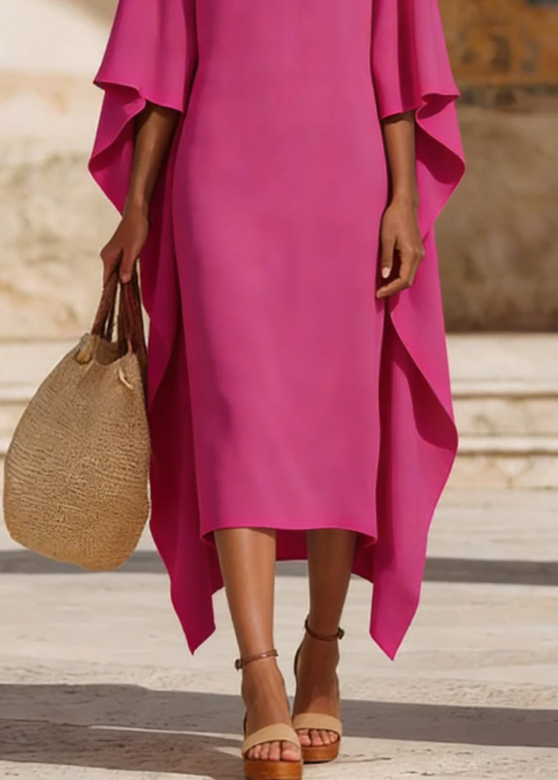 Chic Rose Asymmetrical Design Holiday Maxi Dress Spring - Image 4