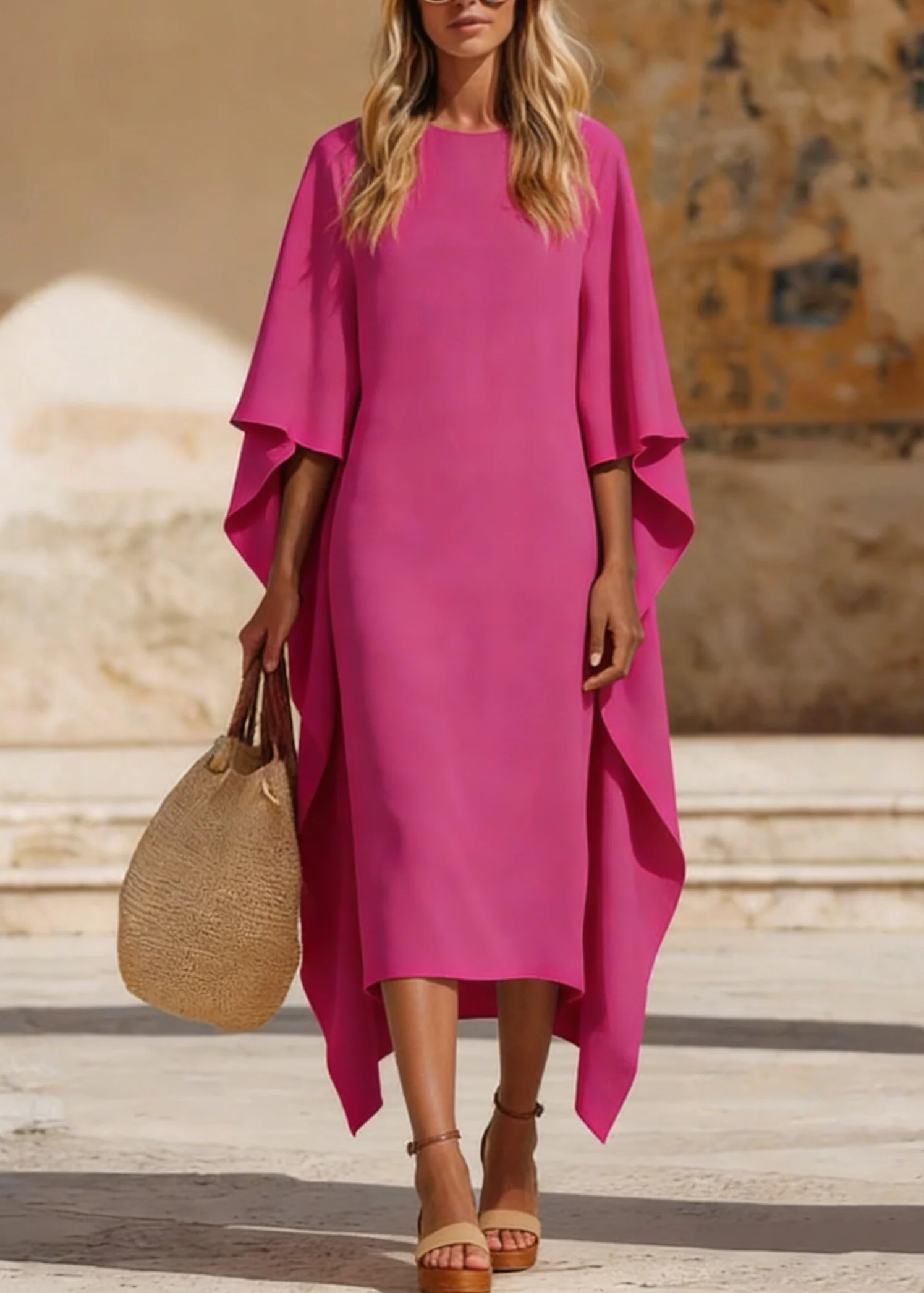 Chic Rose Asymmetrical Design Holiday Maxi Dress Spring - Image 5