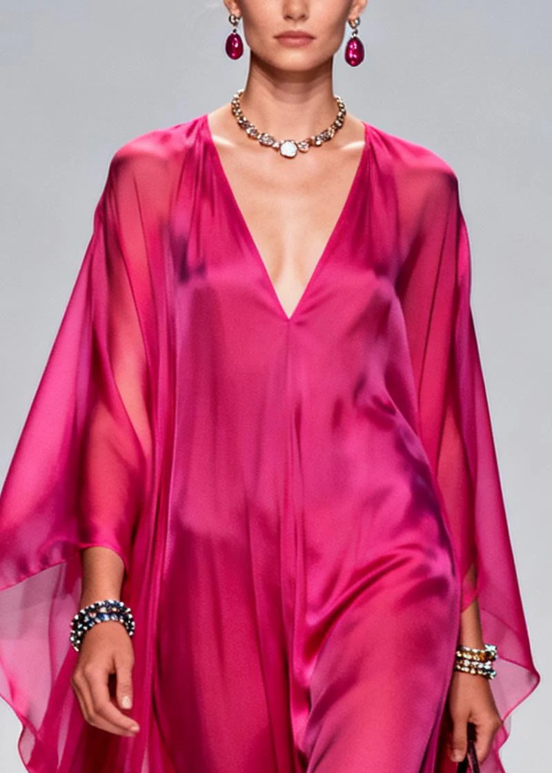 Chic Rose Oversized Exra Large Hem Chiffon Maxi Dress Summer - Image 2