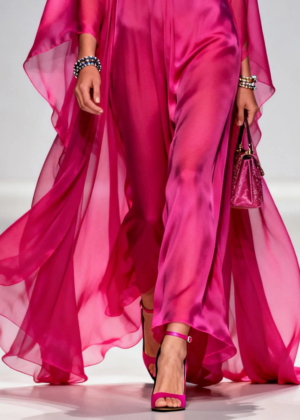 Chic Rose Oversized Exra Large Hem Chiffon Maxi Dress Summer - Image 4