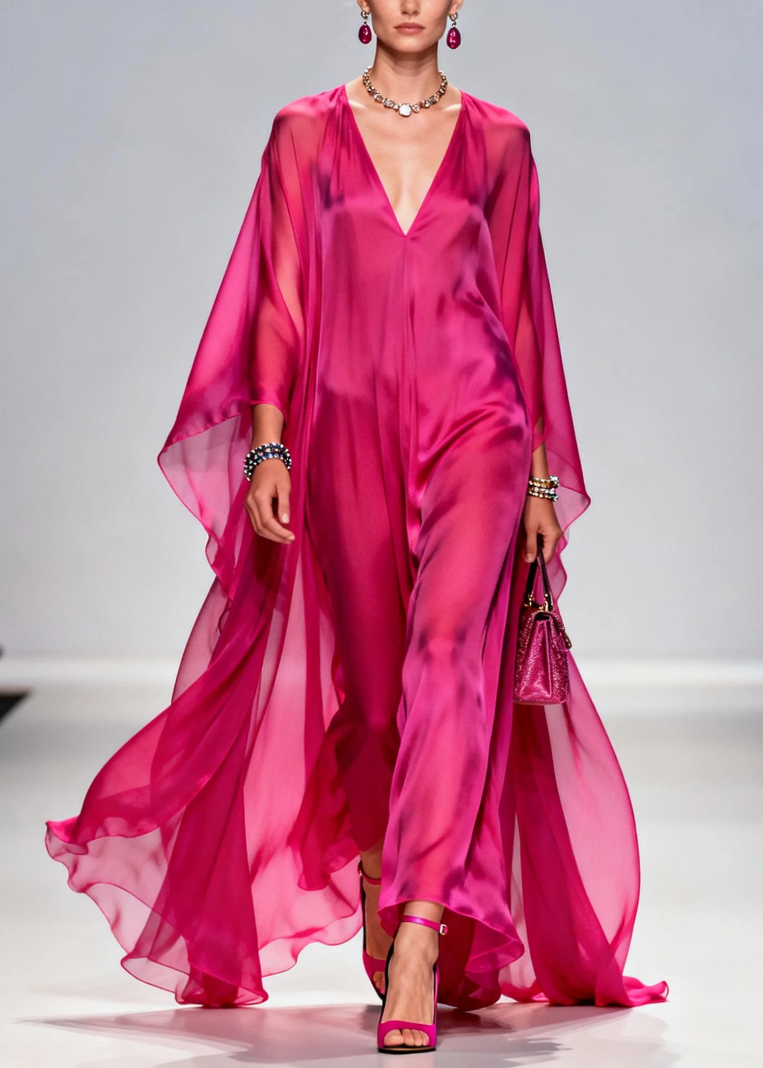 Chic Rose Oversized Exra Large Hem Chiffon Maxi Dress Summer - Image 5