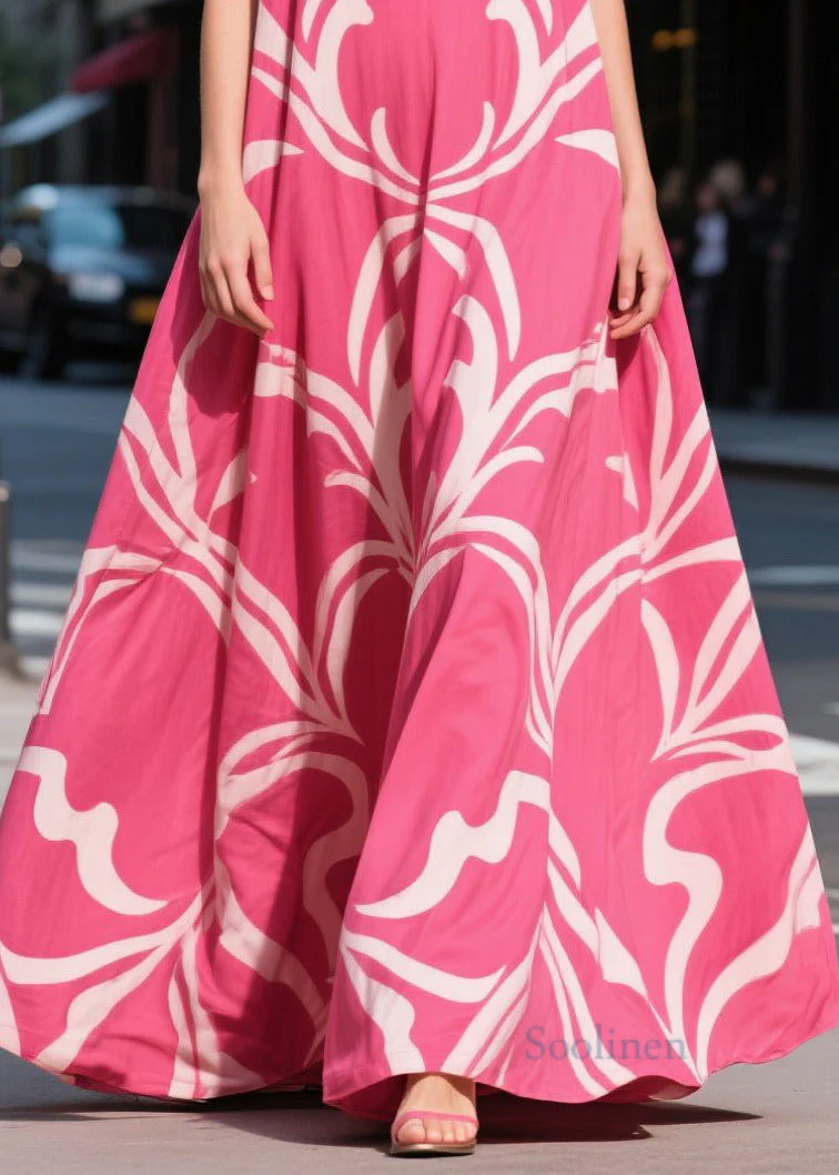 Chic Rose Oversized Print Chiffon Maxi Dresses Summer - Image 4