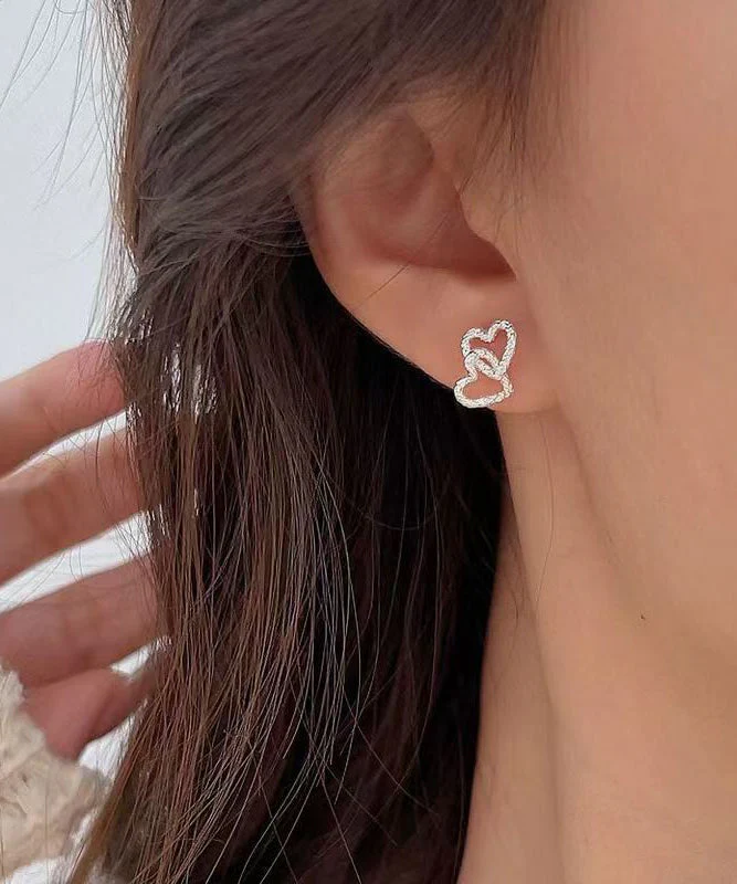 Chic Silk Copper Alloy Zircon Love Detachable Stud Earrings - Image 2