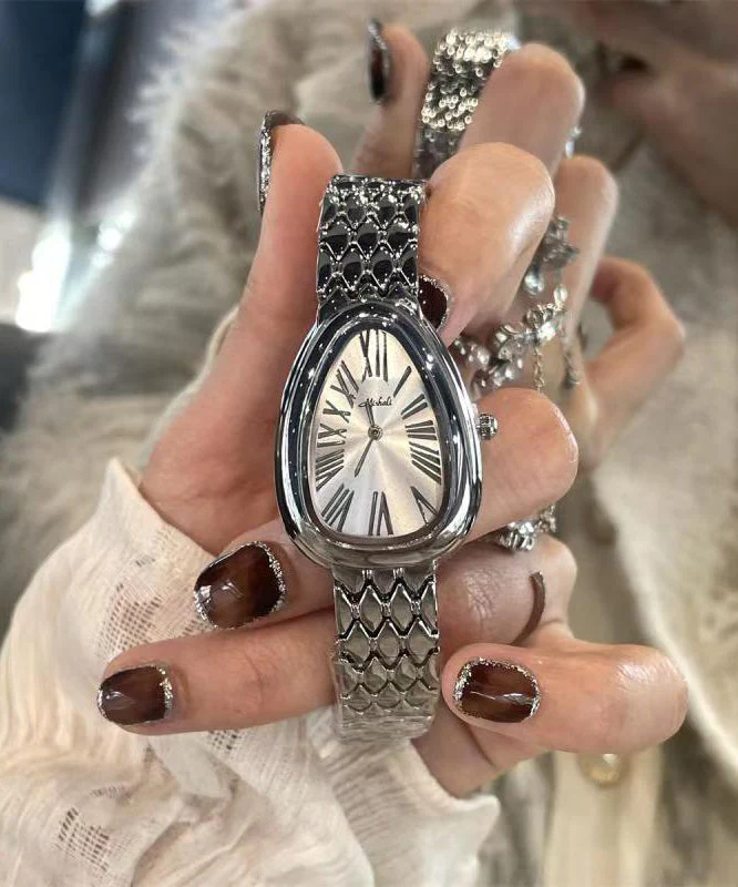 Chic Silk Stainless Steel Zircon Serpentine Waterproof Watches - Image 3