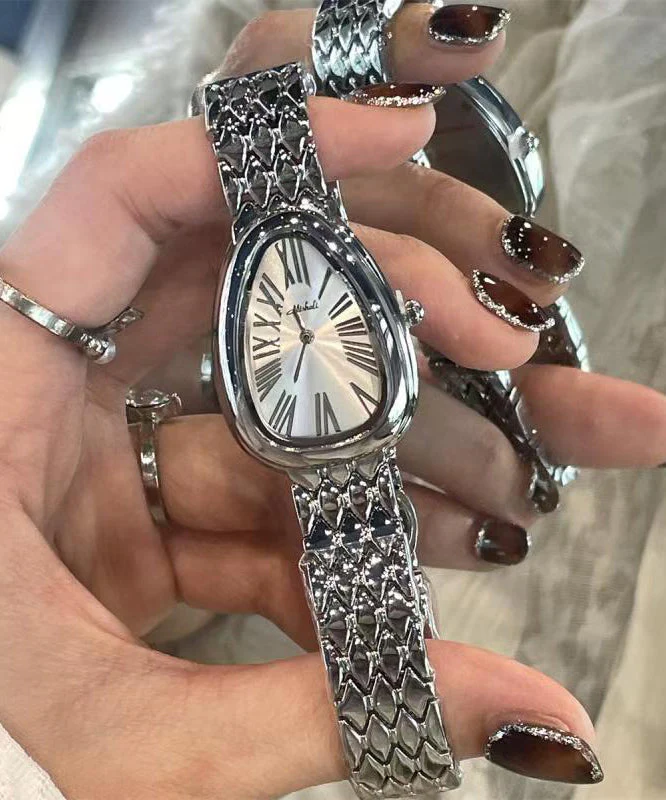 Chic Silk Stainless Steel Zircon Serpentine Waterproof Watches - Image 4