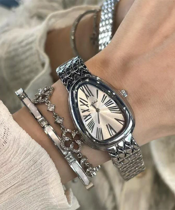 Chic Silk Stainless Steel Zircon Serpentine Waterproof Watches - Image 5