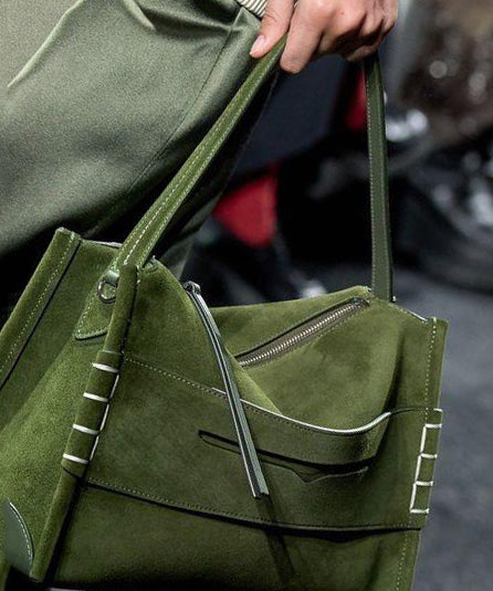 Chic Tea Green Solid Durable Fine Suede Shoulder Bags - Image 2