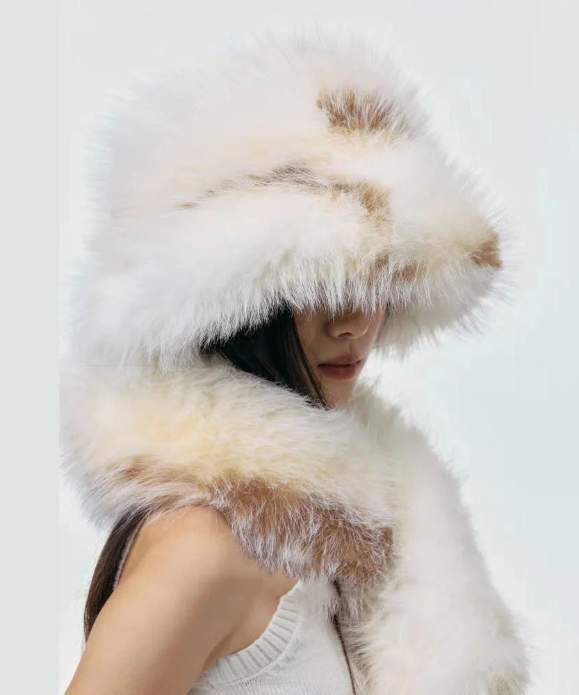 Chic Thick Fuzzy Fur Fluffy Hat And Scarf Two Piece Set - Image 4