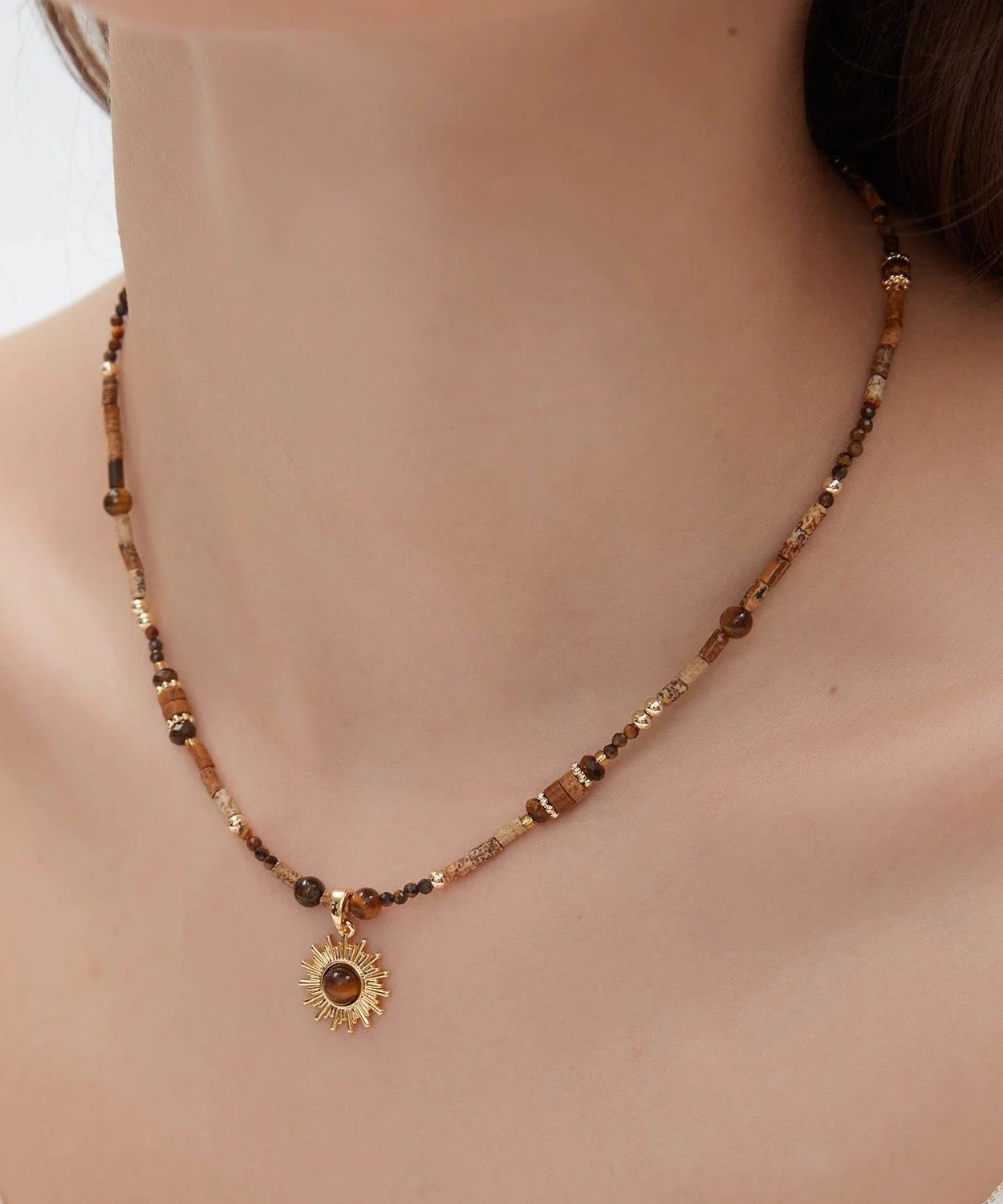 Chic Tungsten steel Gem Stone Pendant Necklace