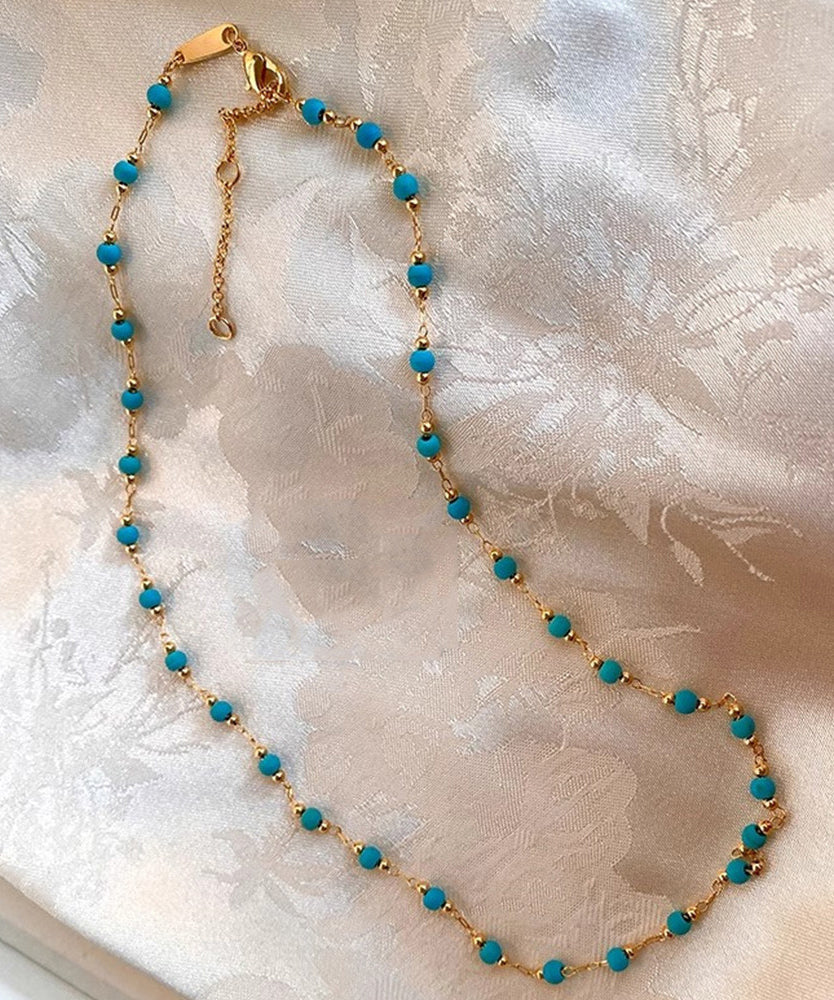 Chic Turquoise Stringing Beads Paitings Adjustable Copper Necklace - Image 2