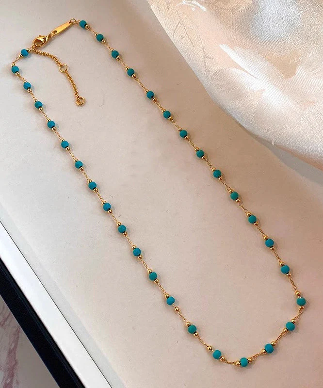 Chic Turquoise Stringing Beads Paitings Adjustable Copper Necklace - Image 3