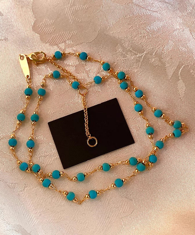 Chic Turquoise Stringing Beads Paitings Adjustable Copper Necklace - Image 4