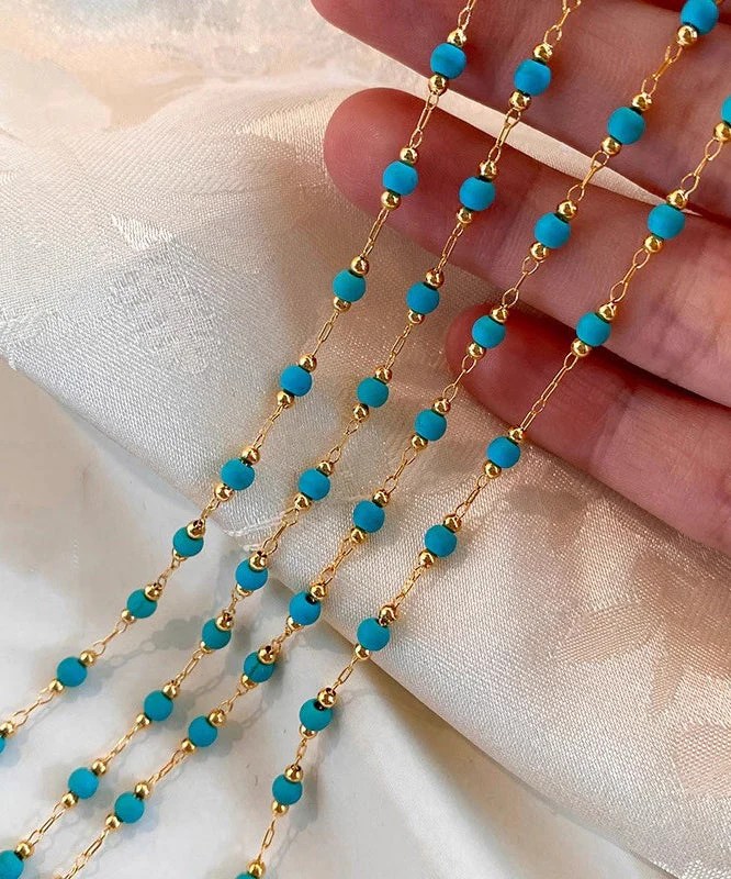 Chic Turquoise Stringing Beads Paitings Adjustable Copper Necklace - Image 5