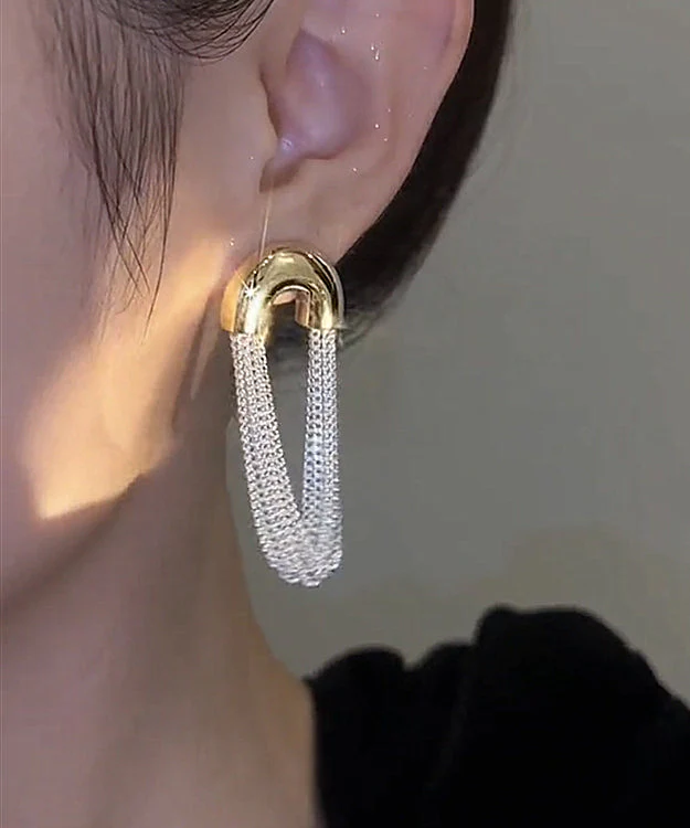 Chic Versatile U-Shaped Metal Chain Tassel Earrings - Image 2