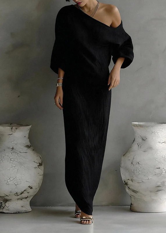 Chic White Asymmetrical One Shoulder Maxi Dresses Fall - Image 2