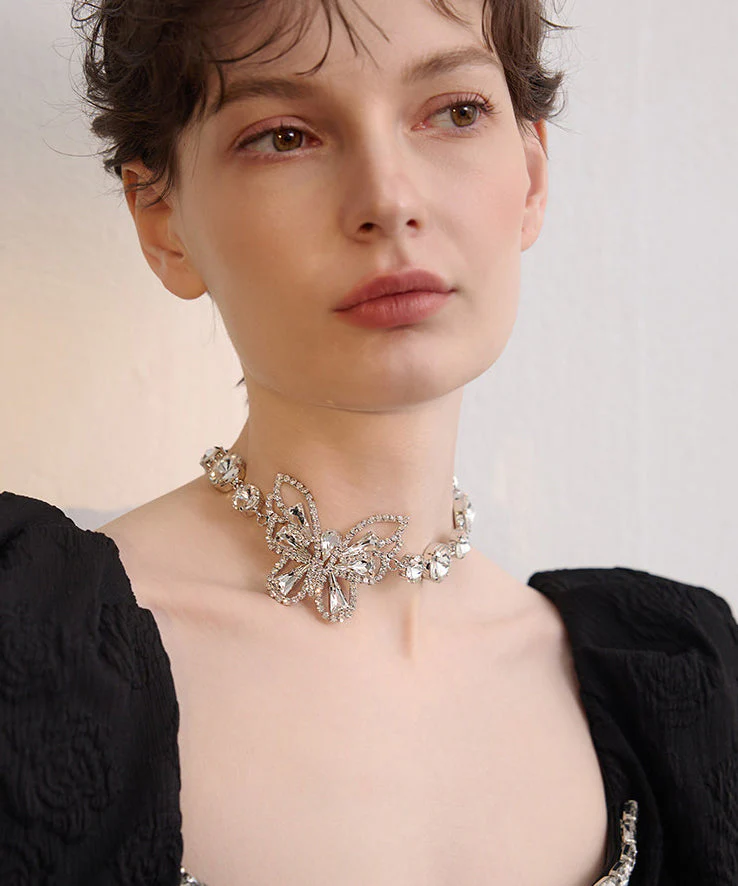 Chic White Butterfly Sparkling Zircon Choker - Image 4