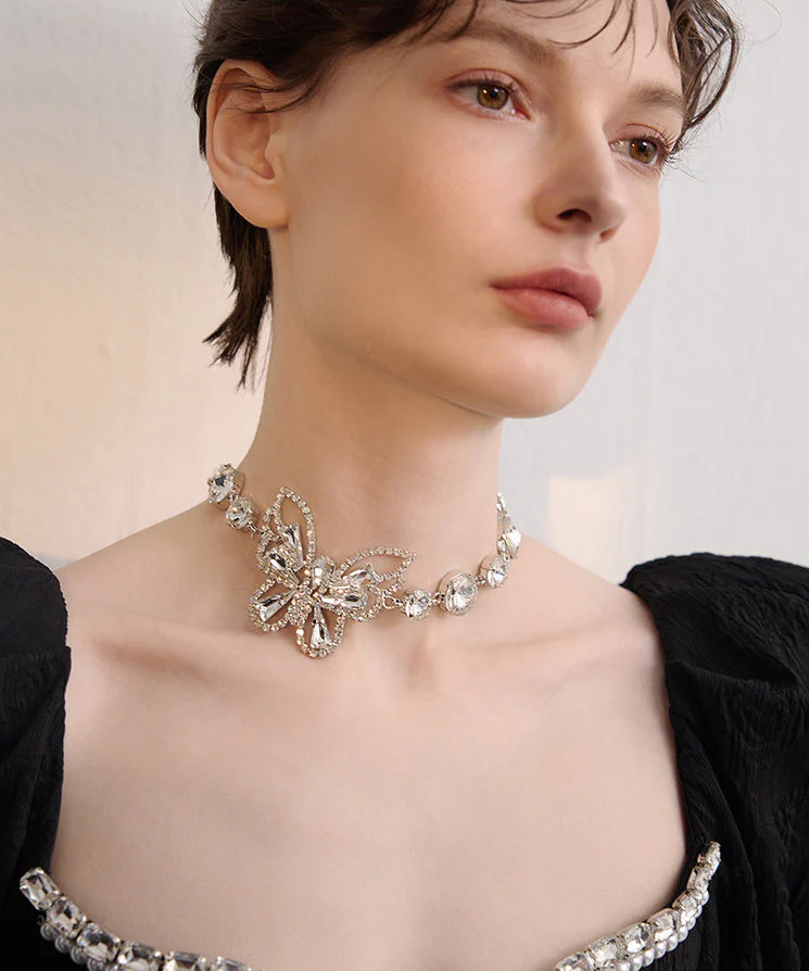 Chic White Butterfly Sparkling Zircon Choker - Image 5