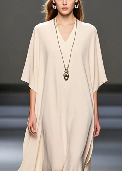 Chic White Oversized Draping Chiffon Holiday Dresses Summer - Image 2