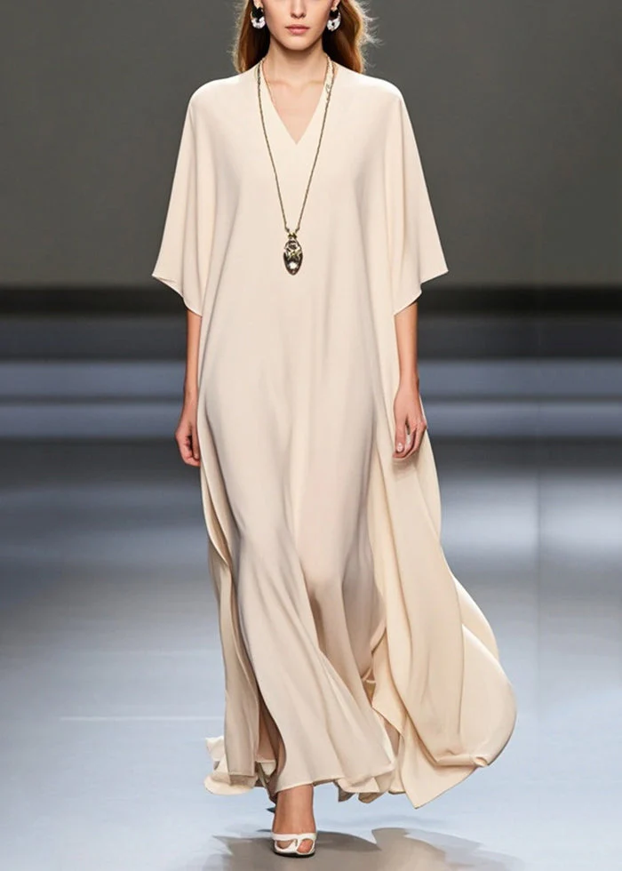 Chic White Oversized Draping Chiffon Holiday Dresses Summer - Image 3