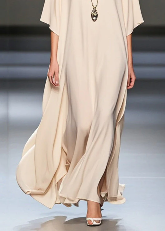 Chic White Oversized Draping Chiffon Holiday Dresses Summer - Image 4