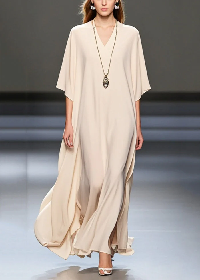 Chic White Oversized Draping Chiffon Holiday Dresses Summer - Image 5
