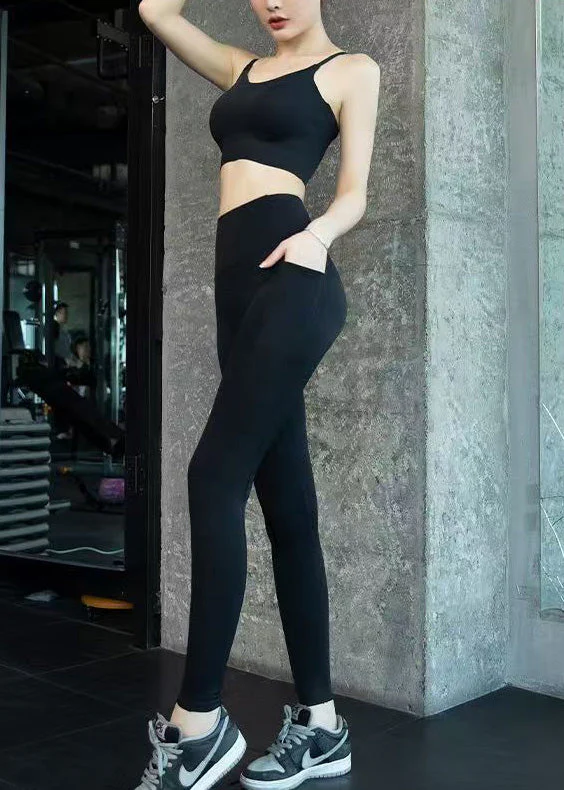 Chic Yellow Butt Scrunch Sports Bra And Leggings Three Pieces Set Suit - Image 2