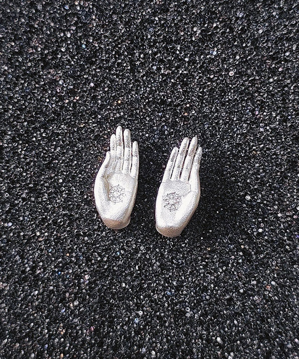 Chinese Style Ancient Method Silver Gold-Plated Fearless Buddha's Seal Stud Earrings - Image 4